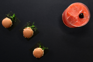 mai tai macarons con baccala marinato