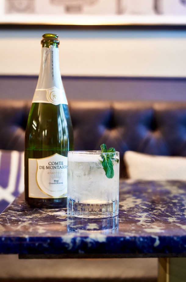 Southside Royale cocktail champagne